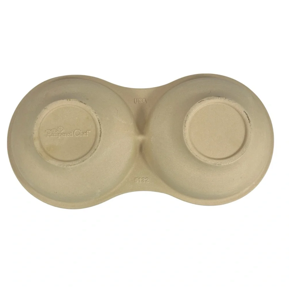 Pampered Chef Stoneware Microwave‎ Egg Cooker #5132 2-Well Egg Poacher USA